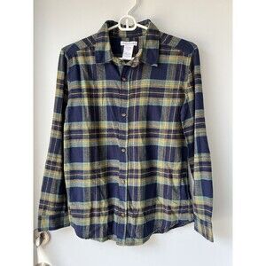 Tommy Bahama Youth Long Sleeve Plaid Flannel XXL 16 Green Blue Brown